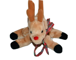 Vtg Russ Berrie Rudolph the Red Nosed Reindeer 8&quot; Plush Christmas Deer Toy - £5.80 GBP