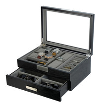 Executive Hand made Cufflink Case &amp; Ring Storage Organizer Jewelry Box Gift - $129.99