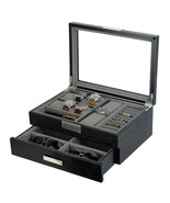 Executive Hand made Cufflink Case &amp; Ring Storage Organizer Jewelry Box Gift - £103.60 GBP