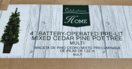 Christmas Pot Tree 4&#39; Battery-Operated Pre-Lit Cedar Pine Multicolor/Cel... - €42,10 EUR
