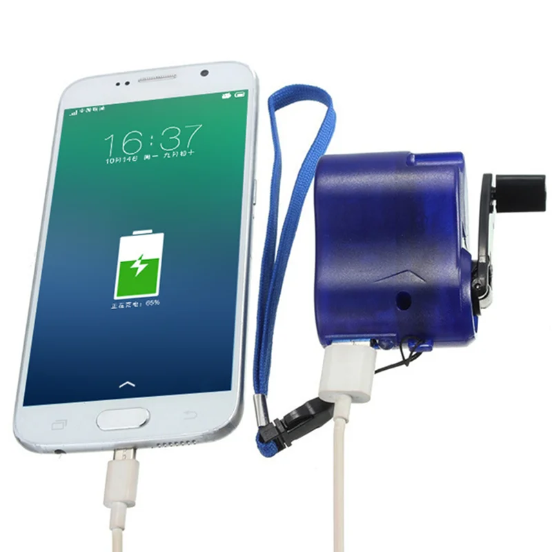 Mini Charger Hand Crank USB Phone Emergency for Camping Hiking Alternator - £10.85 GBP