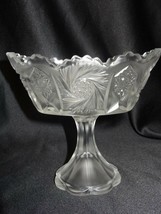 Fenton Art Glass Crystal Velvet Pinwheel Hobstar Candy Bowl Compote - $35.00