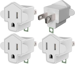 4 Pack ETL Listed Grounding Outlet Adapter 3 2 Prong Adapter Converter Portable  - £18.38 GBP