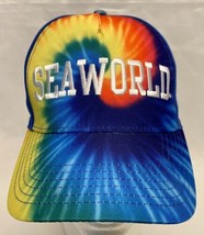 Vintage Seaworld Snapback Hat Cap Blue Tie Dye Spellout Logo Adjustable - £11.14 GBP