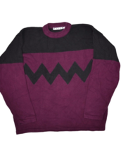 Vintage Basix Fenn Wright &amp; Manson Sweater Mens XL Purple Charlie Brown Zigzag - £38.02 GBP