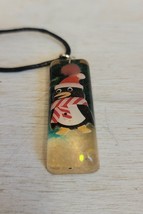 Vintage Handmade Resin Pour Christmas Penguin Necklace Folk Art Costume Jewelry - £10.09 GBP