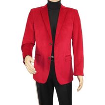 Men's Velvet Sports Coat Grammy Amy Award BASSIRI , LEONARDI J1042 Christmas Red image 2