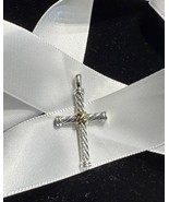 David Yurman 925 Sterling Silver Cable withX Cross Pendant &amp; 18K/750 Yel... - $435.58