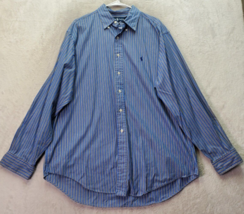 Ralph Lauren Shirt Men XL Blue Pinstripe Cotton Classic Fit Collared But... - $20.28