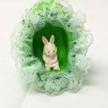 Easter Bunny in Egg Decoration Table Top 1970s Lime Green Small Vintage - £12.08 GBP