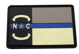 North Carolina State Flag Thin Blue Line NC Patch (Hook- PVC Rubber) - £7.20 GBP