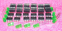 12x NE555 NE555P TI Precision Timer + 12x IC Sockets + 12x LED Pack GREEN 5mm US - £6.18 GBP