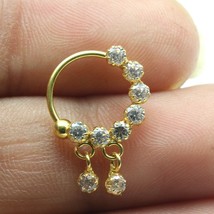 18K Pure Gold Left Nose rings Indian White CZ Women Nose Ring - £106.31 GBP