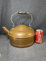 Vintage Paul Revere Ware 1801 Copper Tea Pot Kettle Rome NY 2 Quart Wood Handle - £35.88 GBP
