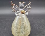 Vintage Silvestri Hand Blown Spun Clear Glass Gold Trim Christmas Angel ... - $14.84