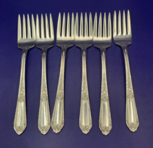 6 International COTILLION 1937  Wm Rogers Silverplate Salad Forks 6 1/2&quot; - £21.57 GBP