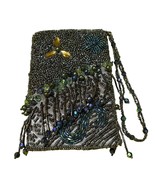 Chico&#39;s Beaded Evening Clutch Purse With Floral Design &amp; Bead Fringe - €12,32 EUR