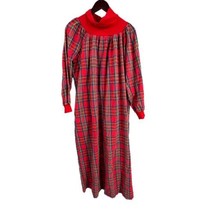 Vtg The Vermont Country Store Flannel Nightgown Red Plaid Long Sleeve Large - $37.61