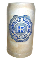 Henninger Reif Brau +1974 Erlangen Nuremberg 1L Masskrug German Beer Stein - $24.95