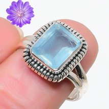 Handmade Blue Topaz Gemstone Cluster Multi-Color Ring Size  925 Silver Women - £5.86 GBP