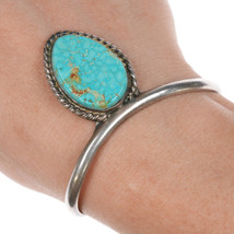 6.25&quot; 1970&#39;s Native American sterling waterweb turquoise cuff bracelet - $150.73