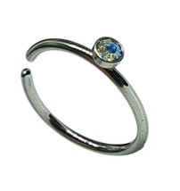 Nose Ring 2mm AB CZ Crystal 8mm Open Ring 20g (0.8mm) Steel Annealed Piercing - £3.15 GBP