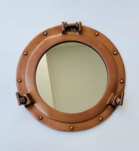 Nautical 12&quot; Aluminum Copper Antique Nautical Ship Wall Mounted Mirror Porthole  - £47.48 GBP