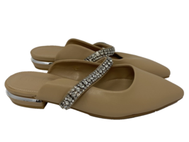 NWOB Cougio Tan Leather Rhinestone Pointed Flat Size 7 1/2 - $56.99