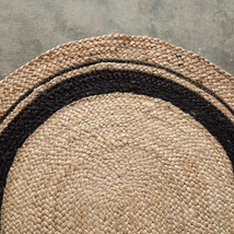 Country  jute Rug in woven Tan with Black - 36 inch image 2