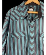 Vintage Wrangler Brushpopper Pearl Snap Shirt Size XXL 2XL Mens Blue Pin... - $158.70