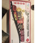 Temi Train Set Electric Steam Locomotive Engine Cargo Car Track Battery ... - $709.42 MXN