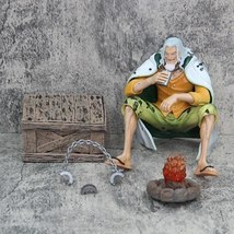 16cm Anime One Piece Dark King Silvers Rayleigh Sitting By The Fire Figures Toys - £17.57 GBP