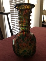 Vintage Murano Confetti Speckled Rainbow Art Glass Vase Sculpture - £236.29 GBP