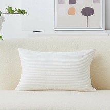 Home Brilliant White Lumbar Pillow Decor 23x23 Decorative Striped Corduroy Solid - £12.02 GBP