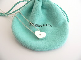 Tiffany &amp; Co Diamond Heart Necklace Silver Pendant Charm Chain Love Gift Pouch - £287.71 GBP