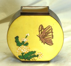 Ceramic Round Vase Butterfly Floral Designs Signed N.J. - $16.82
