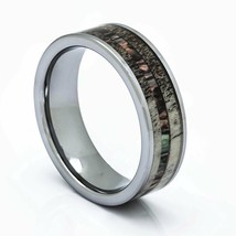 Titanium Deer Antler Ring with Camouflage Inlay, 8mm Wedding Band Comfort Fit - £47.16 GBP