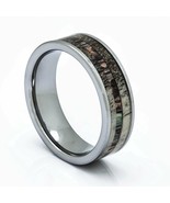 Titanium Deer Antler Ring with Camouflage Inlay, 8mm Wedding Band Comfor... - £47.10 GBP