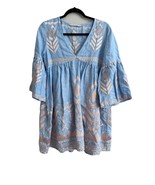 Greek Archaic Koi Linen Dress M Feather Bell Mini Boho Dress S22K-23022 - $2,976.49 MXN