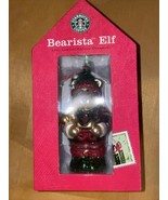 2001 Starbucks  Bearista Bear Elf Limited Edition Glass Christmas Ornament  - $29.69