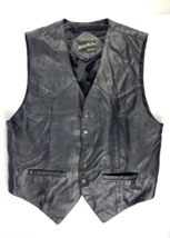 Vintage Katch Me Too West Men&#39;s Black Leather Vest Large Good Condition - $21.77