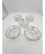 Set Of 5 Small Crystal Dessert Bowls With Floral Etching - €25,72 EUR