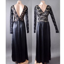 Women Black Lace Victorian Evening Party Backless Long Gown Maxi Dress S... - €26,29 EUR