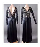 Women Black Lace Victorian Evening Party Backless Long Gown Maxi Dress S... - €26,29 EUR