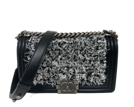 New Chanel Boy Medium Tweed Chain Leather  Bag - £3,817.18 GBP