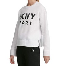 DKNY Womens Lacquer Logo Fleece Top Size Large Color White/Black - £45.62 GBP