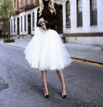 White Midi Tulle Skirt Outfit Custom Plus Size Tulle Ballerina Skirt Outfit image 1