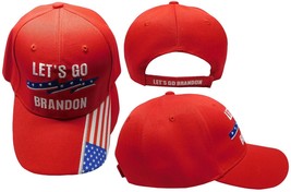 Let&#39;s Go Brandon Patriotic Ribbon USA Flag On Bill Red Embroidered Cap Hat - £15.12 GBP
