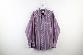 Vintage 90s Wrangler Mens Large Striped Color Block Western Rodeo Button Shirt - £31.07 GBP