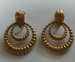 Vintage Signed Vendome Door-Knocker Clip-on Earrings Pat # 2809501 - £34.44 GBP